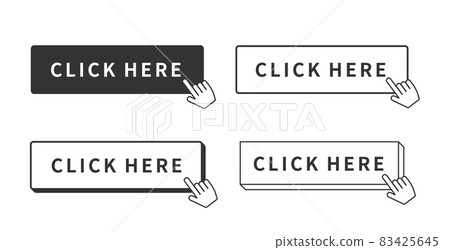 Simple button illustration set template banner monochrome, finger cursor, square version 83425645