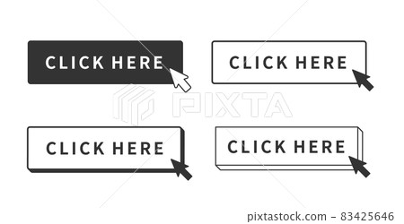 Simple button illustration set template banner monochrome, arrow cursor, rectangle version 83425646