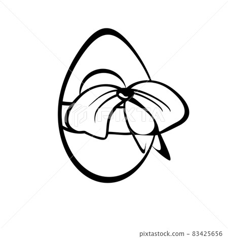 Easter egg tied with festive bow icon Easter egg tied with festive bow icon 83425656