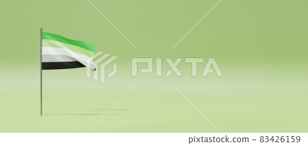 3D rendering / 3D illustration) Aromantic pride flag flag banner space landscape 3D rendering / 3D illustration) Aromantic pride flag flag banner space landscape 83426159