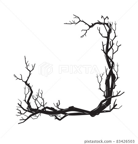 Branches tree roots frame woodcut vintage Line art. vector illustration. Branches tree roots frame woodcut vintage Line art. vector illustration. 83426503