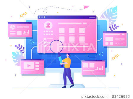 SEO Link Building as Search Engine Optimization, Marketing and Digital for Home Page Development or Mobile Applications Vector Illustration SEO Link Building as Search Engine Optimization, Marketing and Digital for Home Page Development or Mobile Applications Vector Illustration 83426953