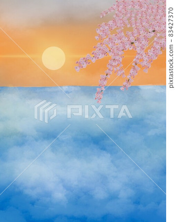 Sea of clouds sunset cherry blossoms vertical 83427370