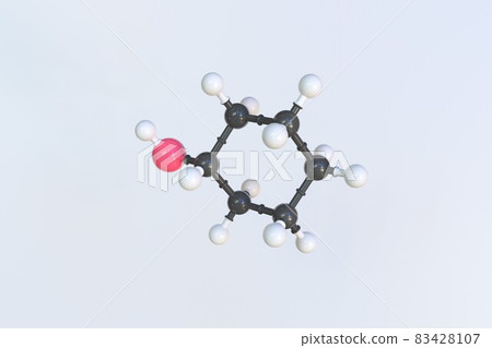 Cyclohexanol molecule, isolated molecular model. 3D rendering 83428107