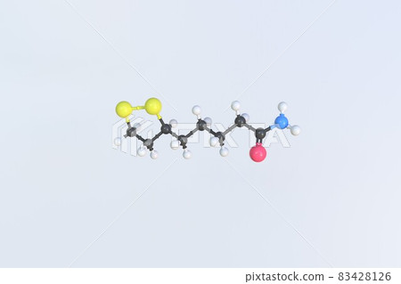 Lipoamide molecule, isolated molecular model. 3D rendering Lipoamide molecule, isolated molecular model. 3D rendering 83428126