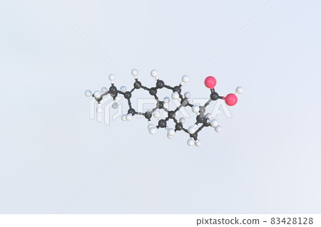 Abietic acid molecule. Isolated molecular model. 3D rendering Abietic acid molecule. Isolated molecular model. 3D rendering 83428128