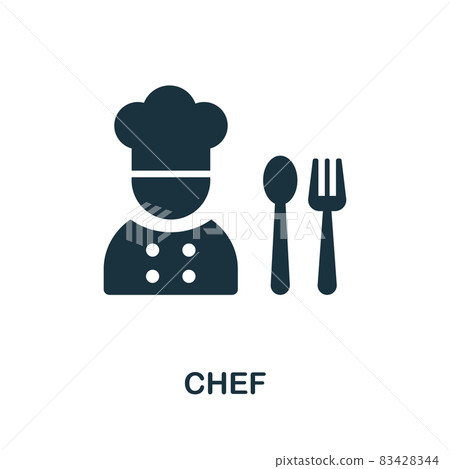 Chef icon. Monochrome sign from restaurant... - Stock Illustration ...