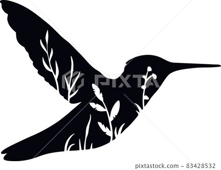 Hummingbird - stencil with floral design - floral animal silhouette 83428532