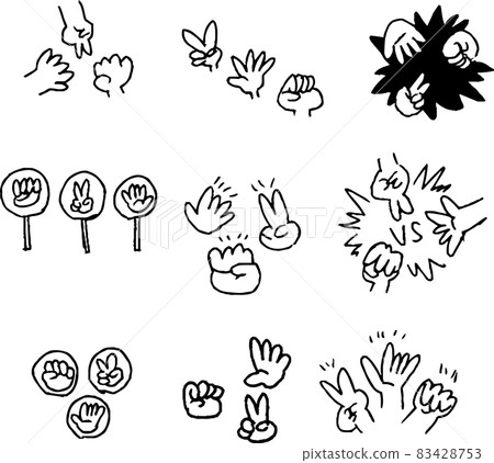 Rock-paper-scissors betting graffiti set drawn by a child Rock-paper-scissors betting graffiti set drawn by a child 83428753