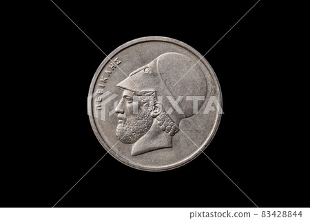 Greek 20 Drachma coin dated 1982 with a portrait image of Pericles Greek 20 Drachma coin dated 1982 with a portrait image of Pericles 83428844