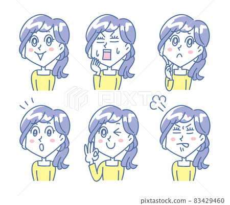 年輕女子上身面部表情集 83429460
