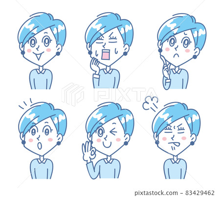 年輕女子上身面部表情集 年輕女子上身面部表情集 83429462