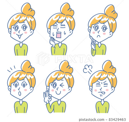 年輕女子上身面部表情集 年輕女子上身面部表情集 83429463