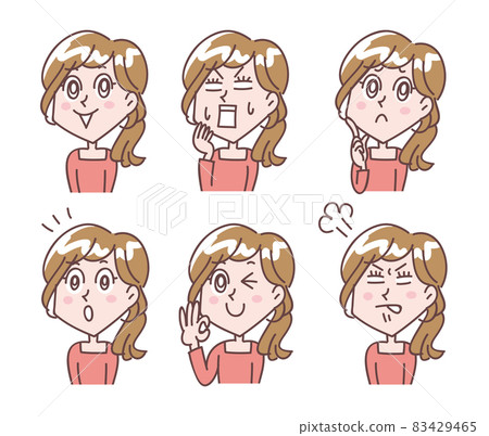 年輕女子上身面部表情集 年輕女子上身面部表情集 83429465