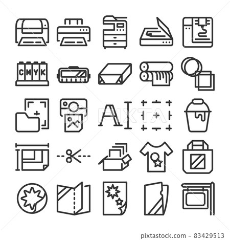 Print publishing icon set Print publishing icon set 83429513