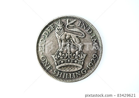 George V silver English shilling coin an obsolete coin of England UK twelve pence one twentieth of the pound George V silver English shilling coin an obsolete coin of England UK twelve pence one twentieth of the pound 83429621