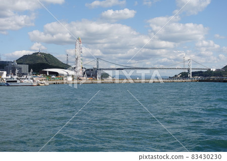 Along the Kanmon Strait, Kanmon Bridge and Hinoyama Aquarium, Ferris wheel at high altitude 83430230