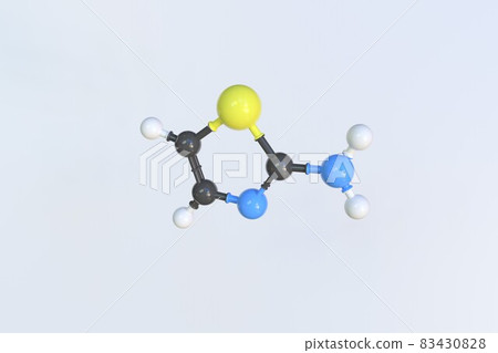 Aminothiazole molecule. Isolated molecular model. 3D rendering 83430828