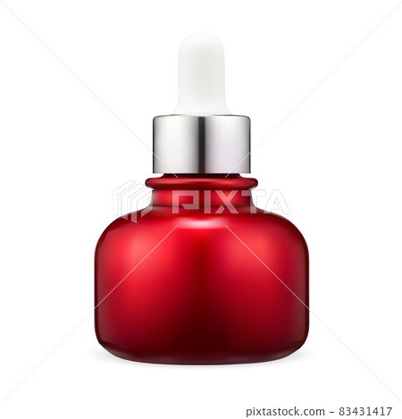 Dropper bottle. Red glass cosmetic oil vial, serum 83431417