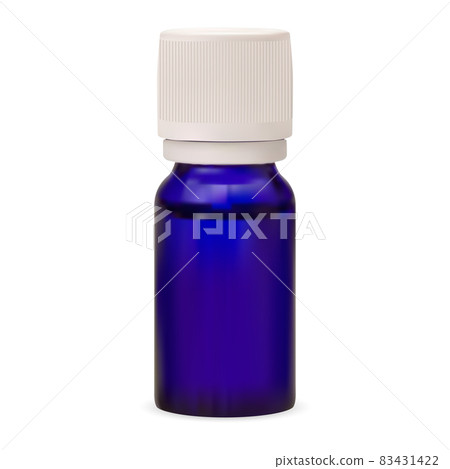 Small essential oil bottle. Blue glass container mockup 83431422