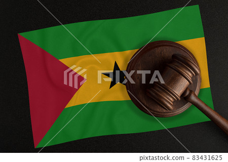 Judges hammer and the flag of Sao Tome and Principe. Law and Justice. Constitutional law Judges hammer and the flag of Sao Tome and Principe. Law and Justice. Constitutional law 83431625