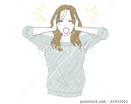 Woman holding a head 83432001