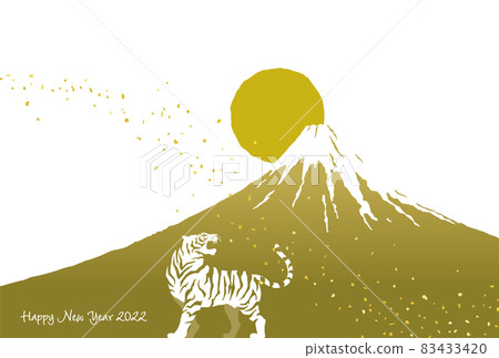 New Year's card Tiger year and Mt. Fuji template 83433420
