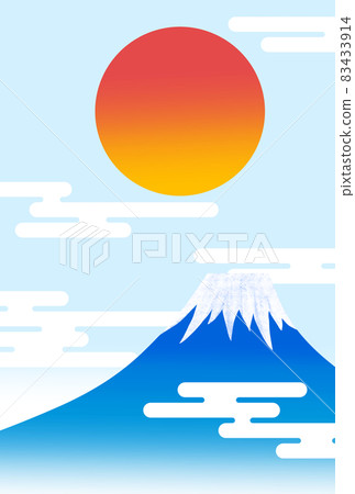 New Year's card background material Mt. Fuji and sunrise New Year's card background material Mt. Fuji and sunrise 83433914