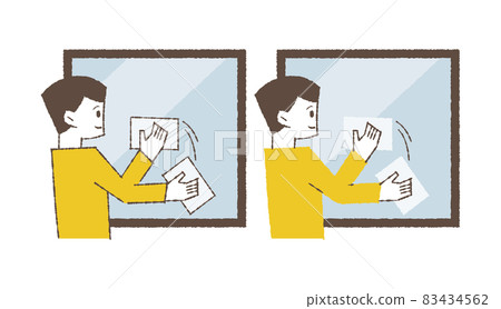 Man wiping the window Man wiping the window 83434562