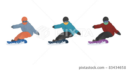 Illustration set of people skiing on a snowboard Illustration set of people skiing on a snowboard 83434658