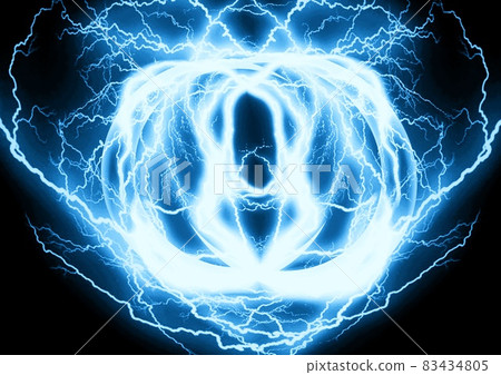 抽象背景與旋轉的藍色閃電 抽象背景與旋轉的藍色閃電 83434805