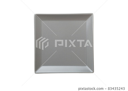 empty gray dish isolated on white background. Top view 83435243