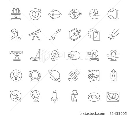 Set Vector Line Icons of Astronomy. Set Vector Line Icons of Astronomy. 83435905