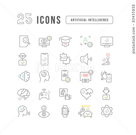 Set of linear icons of Artificial Intelligence - Stock Illustration ...