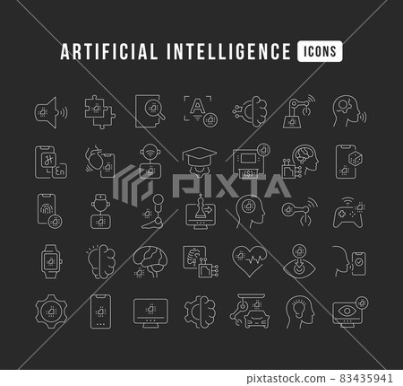 Set of linear icons of Artificial Intelligence 83435941
