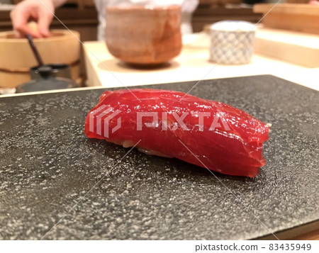Nakatoro sushi placed on a black stylish sushi geta Nakatoro sushi placed on a black stylish sushi geta 83435949