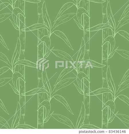Bamboo stems with leaves seamless pattern. Bamboo stems with leaves seamless pattern. 83436146