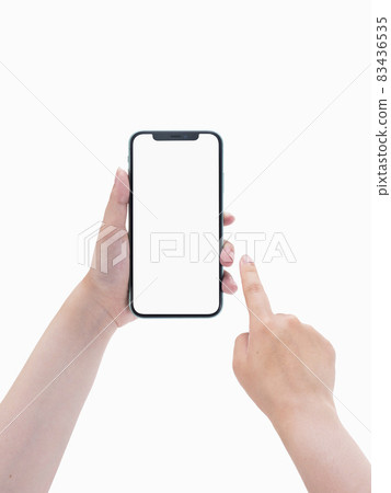 Hands of a woman operating a smartphone Hands of a woman operating a smartphone 83436535