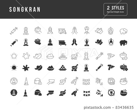 Vector Simple Icons of Songkran 83436635