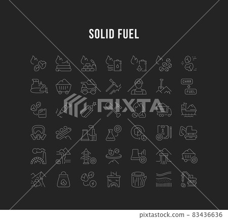 Set Vector Line Icons of Coal Mining 83436636
