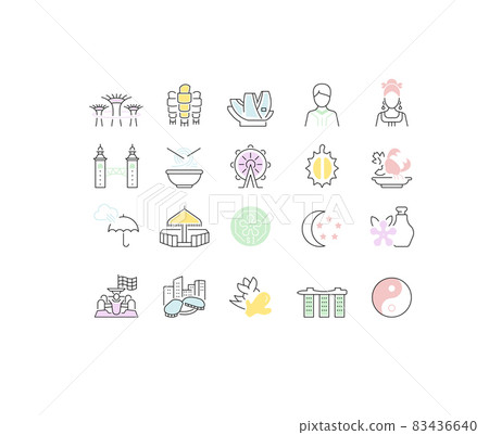 Set Vector Line Icons of Singapore. 83436640