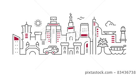 Linear Banner of Qatar 83436738