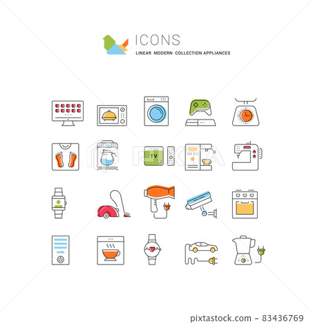 Set Vector Flat Line Icons Appliance - Stock Illustration [83436769 ...
