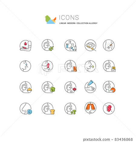 Set Vector Line Icons of Allergy. Set Vector Line Icons of Allergy. 83436868