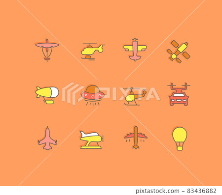 Set of Simple line Icons of Aircraft Set of Simple line Icons of Aircraft 83436882