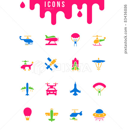Set of Simple Icons of Aircraft 83436886