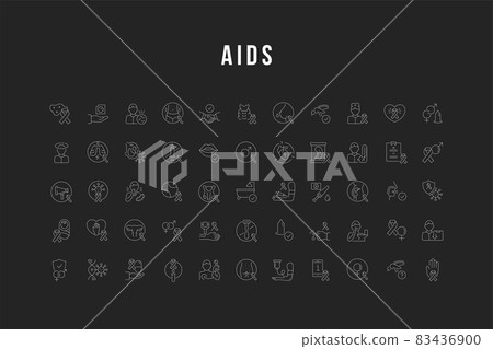Set Vector Line Icons of AIDS 83436900