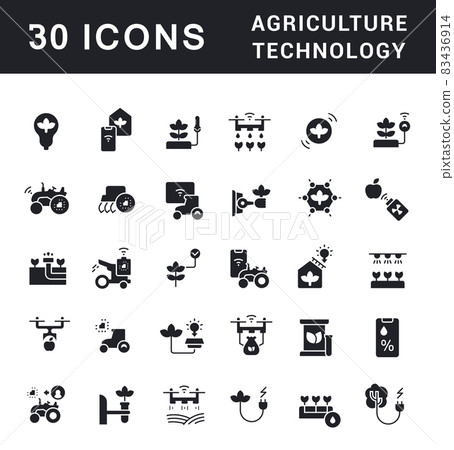 Set of Simple Icons of Agriculture Technology Set of Simple Icons of Agriculture Technology 83436914