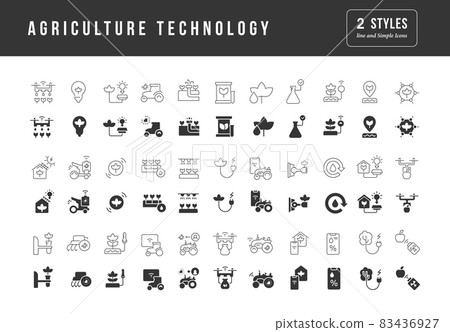 Set of simple icons of Agriculture Technology Set of simple icons of Agriculture Technology 83436927
