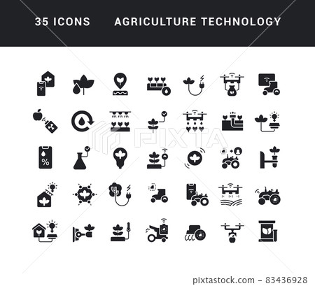 Set of simple icons of Agriculture Technology Set of simple icons of Agriculture Technology 83436928